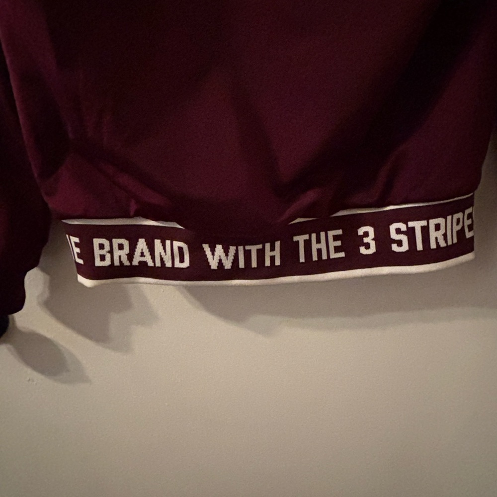 adidas Originals Track Jacket Women’s Small Burgundy 3-Stripes Trefoil Zip - Picture 6 of 7